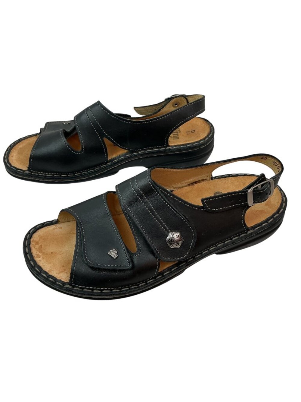 Finn Comfort Gomera Slingback Leather Sandals Womens 40 Black Made In Germany